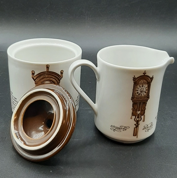 Vintage Mitterteich Porzellan Bavaria Coffee Pot Set Clocks Cream & Sugar German - Picture 7 of 9